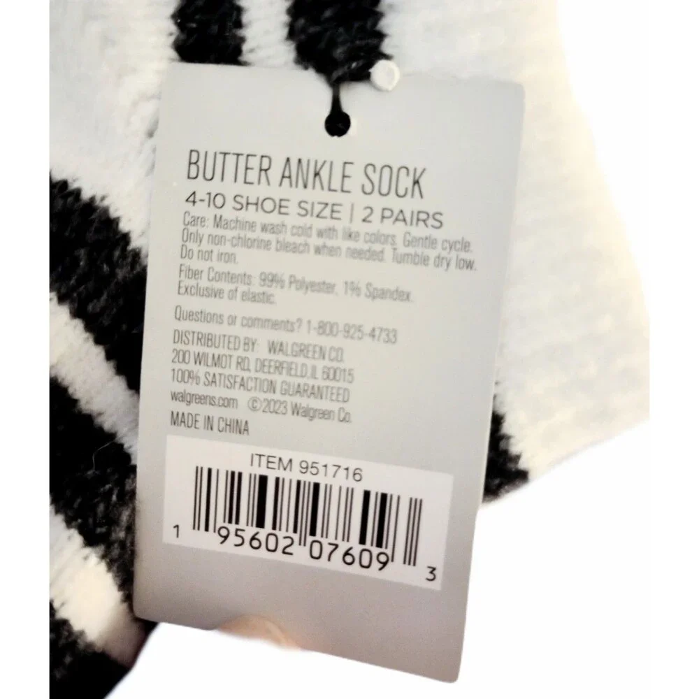NWT West Loop Ankle Length Butter Socks sz 4-10 Womens Pink Gray White Striped